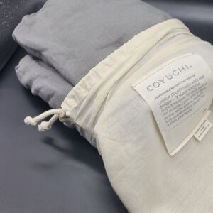 Coyuchi Organic Linen Relaxed Fitted Sheet FULL Size Slate Gray New